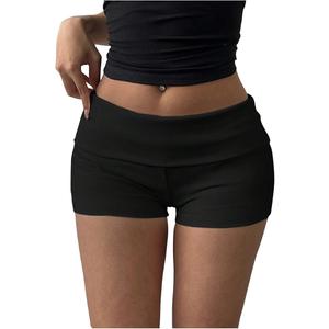 Verdusa Women's Fold Over Micro Short Going Out Low Rise 2026 Sexy Booty Shorts, L