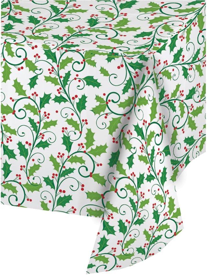 Creative Converting 013704 Plastic Banquet Table Roll, Holly, 50'