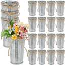 Ziliny 20 Pack 4.3 Inch Galvanized Metal Flower Vases Bulk Small Floral Flower Bucket Rustic Vintage Farmhouse Vases for Centerpiece Country Wedding Party Decor Western Home Table(Silver)