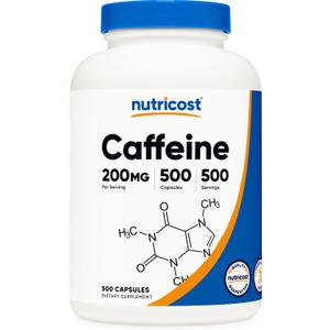 Nutricost Caffeine Pills, 200mg Per Serving (500 Caps)