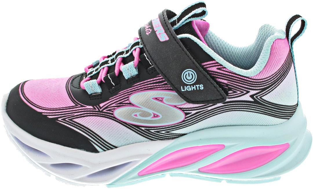 Skechers Kids Girls Cosmic Glow Sneaker, Black/Multi, 13 Little Kid