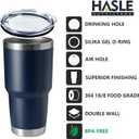 HASLE OUTFITTERS 30oz Stainless Steel Tumbler, Double Wall Vacuum Insulated Travel Mug Tumbler, Durable Insulated Coffee Mug, Gift Box Set (Navy, 8)