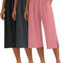 3 Pack Women's Capri Pants Capri Joggers Loose Cropped Workout Sweatpants Running Lounge Pants with Pockets (S)