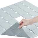 Shower Mat Non Slip Silicone Soft Odorless Bathtub Mat Non Slip No Suction Cups for Refinished,Reglazed and Textured Bath Tub Mat 24 X 24 Inch Grey
