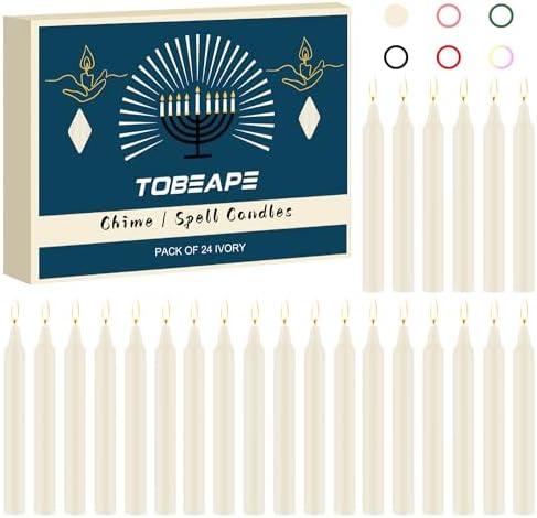 Tobeape – 4"*0.5" Candles – Set of 24 Ivory Candles, Unscented Mini Taper Candle Christmas Candle, Prayer, Meditation and Party Decoration