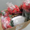 Retrowavy Artificial Christmas Poinsettia Flowers with Hanging Basket for Outdoor Decoration Christmas Hanging Baskets Artificial Poinsettias Plant Pot with Berries for Home Garden Xmas Decoration