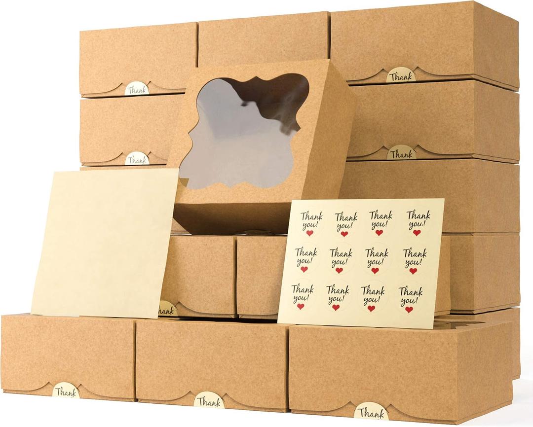 20 Pack Cookie Boxes for Gift Giving  6X6X3 Inches Bakery Boxes with Window - Extra Thick Small Cookie Containers for Treats, Desserts, Strawberries, Cupcakes, Candy, Charcuterie, Baked Goods, Pastry
