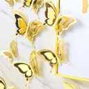 12 Pcs 3 Layers Wing Butterfly Wall Decor Gold 3D Hollow Stickers for Home Bedroom Cake Party Baby Shower Birthday Decorations