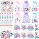 Gersoniel 24 Set Mermaid Theme DIY Plaster Paint Your Own Figurines Art and Craft Set Sea Party Favors Painting Statues Kits with Brushes Palette Mermaid Sticker Organza Bag for Art Activity Supply