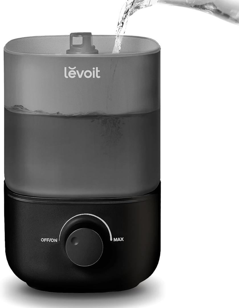 LEVOIT Classic 160 Top-Fill Ultrasonic Cool Mist Humidifier, Super Easy to Fill and Clean, Quiet Operation for Bedroom Home Baby & Plants, Auto Shut-off for Safety, 360 Rotating Nozzle, 2.5L, Black