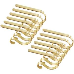 Loncaster Christmas Stocking Holders for Mantle Set of 6, Non-Slip Adjustable Stocking Holders, Stocking Hanger for Christmas Party Decorations(Gold)