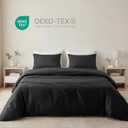 HeimenAogo Egyptian Cotton Duvet Cover King Size Sateen Weave, Silky Soft and Breathable Bedding Set with Zipper Closure, Long Staple Cotton Bed Linen Moonless Night Black 3Pcs