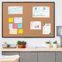 Cork Board Bulletin Board 36 x 48, Foldable Notice Pin Board for Wall, Black Aluminum Framed 4x3 Corkboard, Large Wall Mounted Office Board with 36 Push Pins for School & Home