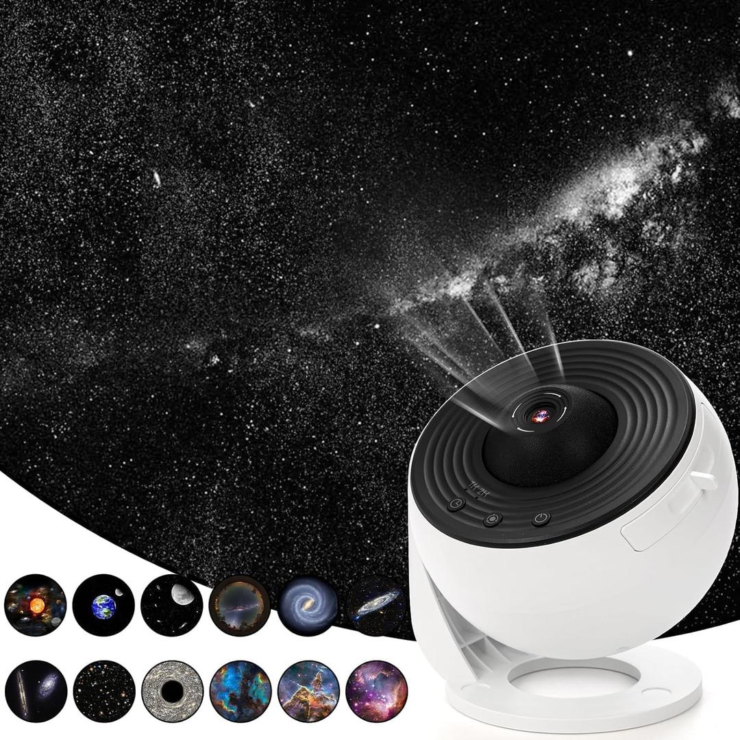 Hbaushun Planetarium Projector,Galaxy Projector Star Projector Light with Replaceable 13 Galaxy Discs,360 Rotation Night Sky Projector for Kids Adults Ceiling Home Bedroom Living Room Decor