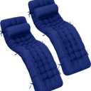 Tudomro 66'' Outdoor Chaise Lounge Cushion Waterproof Patio Pool Chaise Lounge Cushion with Headrest Pillow Tie Fade Resistant Replacement Longue Rocking High Back Chair(Blue,2 Pcs)