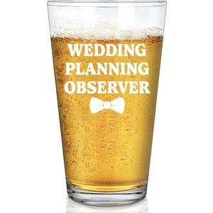 Panvola Wedding Planning Observer Beer Glass Wedding Gift for Newlyweds Bride and Groom Engagement Gifts for Couples Bridal Shower Pint Glasses Clear Drinking Glass 16 oz