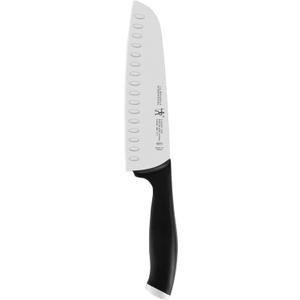 HENCKELS Silvercap Razor-Sharp Hollow Edge Santoku Knife 7-inch, German Engineered Informed by 100+ Years of Mastery, Black/Stainless Steel