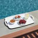 TP Large Serving Trays with Handles, 19" x 12" Melamine Serving Platters for Food, Turkey, Set of 2 Rectangular Trays for Party, Pure White