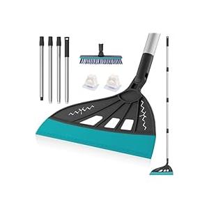Magic Air Broom, Squeegee Broom for Floor Cleaning, Multifunctional Floor Squeegee with Aluminum Adjustable Handle, 60 Magic Silicone Broom for Glass, Fine Dust, Pet Hair, Liquids (Green)