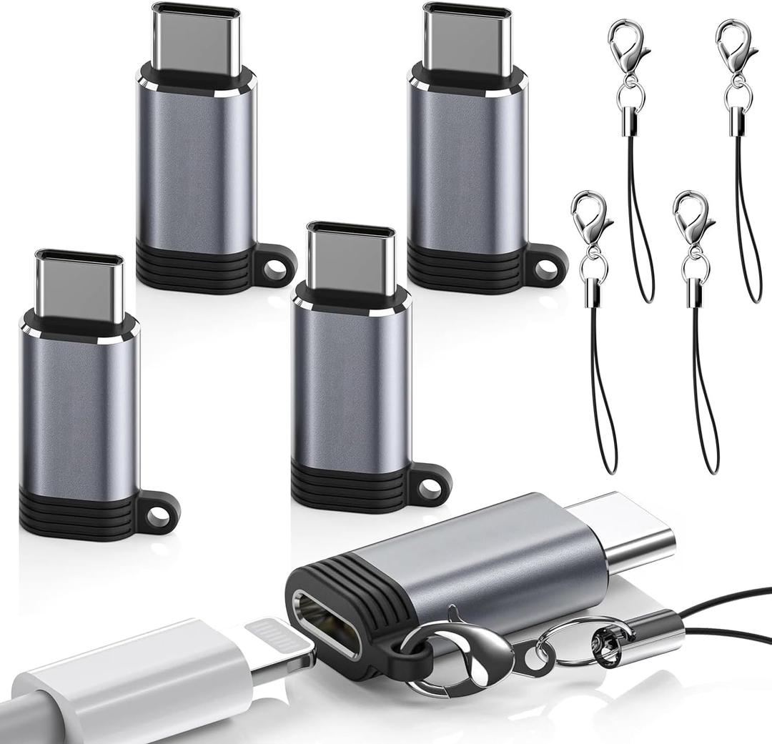 5 Pack USB C to Lightning Charge Adapter for iPhone 16 15, Lightning to USB C Adapter with Fast Charge Data Transfer for iPhone 16 15 Plus Pro Max, Galaxy S24 S23, Pixel 8 7 6, iPad Pro, Macbook Pro