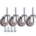 2 Inch Rubber Caster Wheel Set of 4 with 5/16" x 1-1/2" (8 x 38mm) Stem and 20mm Dia Sockets, for Furniture Crib Trolley Dining Car Casters