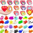 28 Pack Mochi Squishes Valentines Day Gifts for Kids Classroom, Valentines Day Cards for Kids School, Valentines for Class Valentines Exchange Cards Party Favors Classroom Exchange Gift Set