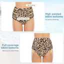 American Trends High Waisted Bikini Bottoms Ruched Tummy Control Swim Bottom Bathing Suits for Women (Beige)