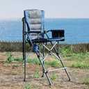 Extra Tall Folding Chairs for Adults 330lbs, Portable Bar Height Foldable Director Chairs for Camping Outside, Comfortable with High Back and Footrest, Blue