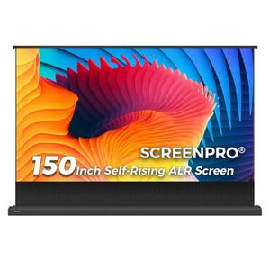 SCREENPRO 150 inch Non-Tensioned Floor Rising Projector Screen, Motorized Self-Rising ALR Projector Screen with Remote, 16:9 Electric Home Theater Screen for 4K Ultra Short Throw Laser Projector