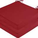 Outdoor Chair Cushions for Patio Furniture, Set of 2 Waterproof Square Corner Memory Foam Patio Chair Cushion with Adjustable Ties Outdoor Seat Cushions, Wine Red, 22"x22"x3"