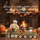 Hodao Harvest Festival Scarecrow Train Decoration  Thanksgiving Table Centerpiece Gift with Pumpkins, Turkey & Give Thanks Sign, Autumn Farmhouse Decor for Fall Party, Dining Table & Home