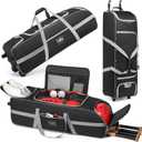 Large Catcher Gear Bag With Wheels, Soft Rolling Baseball Bag for 4 Bats, Portable Baseball Catcher Bag With Wheels, Multi-Pockets, Fence Hook, Holds All Softball Baseball Equipment (99*30*30cm)