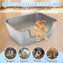 Low Entry Stainless Steel Litter Box for Small Cat, Metal Kitty Litter Boxes for Kittens Injured Cats, Shallow Litter Pan for Small & Medium Pets, Easy to Clean, Non-Stick, 17.7"Lx13.8"Wx5.9"H