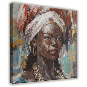 Canvas Wall Art Decor Black Girl Wall Decor Pictures Boho Black Female Wall Art Abstract Decor for Home Wall Decor Bedroom Maximalist Decor 32x47 in