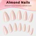Nude Press on Nails Almond with Nail Tabs,120pcs Medium Almond Press on Nails,12 Sizes Glossy Nude Medium Fake Nails,Full Cover Acrylic Nails Press ons for Women