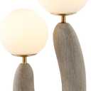 JONATHAN Y 18" Gray Wood Finish 2-Light Mid-Century Scandinavian Resin Cactus LED Table Lamp, Brass Iron Accents, Frosted Glass Globe Shades, LED Bulbs Included JYL4064A