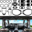 23PCS Full Set Interior Decoration Trim Kit for Jeep Wrangler JL JLU Gladiator JT 2018-2023 Steering Wheel Door Handle Air Conditioning Vent Cup Holder Reading Light Headlight Gear Cover (Black)