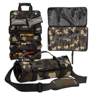 VentureReady Gear Roll Up Heavy Duty Tool Bag 900D Canvas & 1680D Straps - Detachable Wrench Roll + Mesh Pockets - For Overlanding, Camping, Vanlife, Road Trips, Offroading (Camo)
