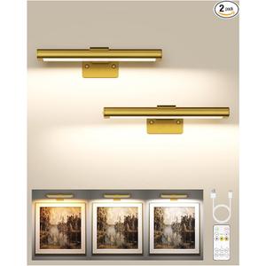 EZVALO Picture Light for Wall, Rechargeable 2400mAh Battery Lights Wireless with IR Remote, 3 Color & Dimmable Magnetic 7.8'' LED Lights Display for Painting, Living Room, Gallery, Bedroom(Black3P)