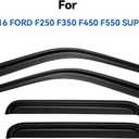 Window Visors Rain Guards for 1999-2016 Ford F250 F350 F450 F550 Super Duty, Out-Channel Window Vent Wind Deflectors Visors Shades for 99-16 F-250 F-350 F-450 F-550 SuperCrew Cab