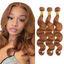 Color 30 Bundles Human Hair Brown Body Wave Bundles 8 10 12 inch Brazilian Virgin Remy Hair Extensions Double Weft Light Brown Human Hair Weave