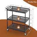 3 Tier Rolling Utility Kitchen Cart, Heavy Duty Wire Rolling Cart on Wheels, Commercial Metal Serving Carts with Handle, Kitchen Island Plant Shelf Food Storage Trolley for Laundry, Office, Garage