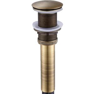Flybath Sink Drain Antique Brass Bathroom Faucet Large Pop Up Vessel Basin Sink Drain Stopper Without Overflow (Gold)
