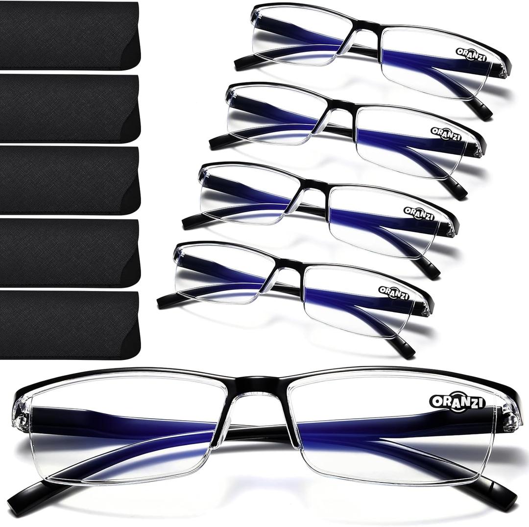 Reading Glasses Men - Blue Light Readers for Computer Working & Reading, Comfort Fit With TR90 Frames for All-Day wear(A1 All Black, 1.25)