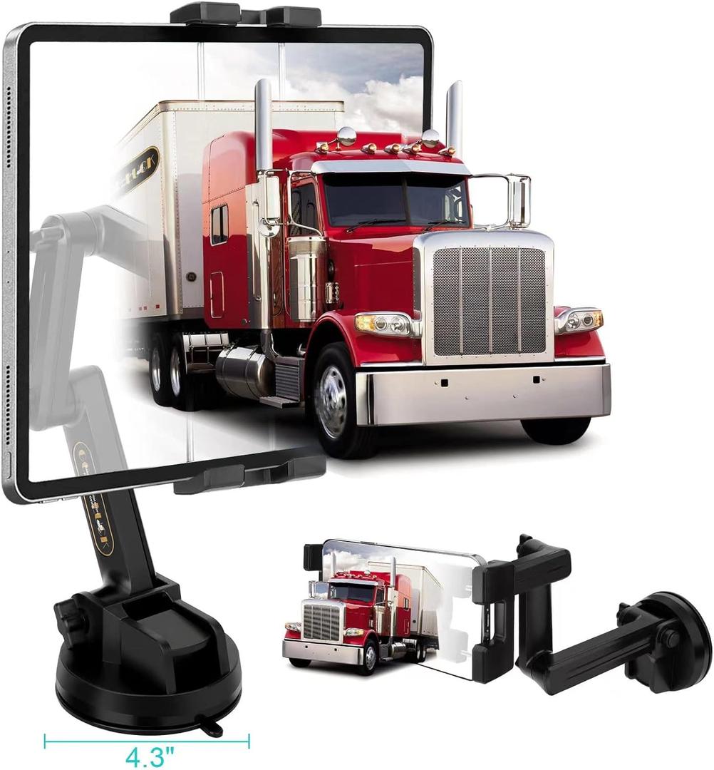 iPad Pro 12.9 Inch Tablet Mount, 4 Inch Suction Cup, 16 Inch Arm, Wide Compatibility, Full Protection, Hassle-Free Charging, Solid Construction
