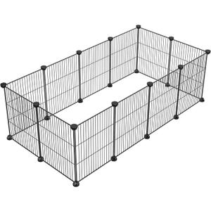 DIY Small Animal Playpen, Pet Playpen, Guinea Pig Cages, Rabbit Playpen, Dog Puppy Playpen, Indoor Metal Wire Yard Fence, 15 X 12 Inch, 12 Panels, Black
