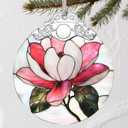 Stained Glass Magnolia Flower Christmas Ornament: Christmas Tree Ornaments & Decor, Holiday Decor  Holiday Presents, Gift Exchange Ideas & Elegant Keepsake for Family, Coworkers & Friends