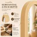 24" x 36" Arched Wall Mirror, Handwoven Bamboo Strip Frame | Warm natural bamboo texture, 2 in deep frame, decorative boho coastal style for entryway, bathroom, bedroom, and living room
