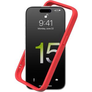 RhinoShield Bumper Case Compatible with [iPhone 15] | CrashGuard - Shock Absorbent Slim Design Protective Cover 3.5M / 11ft Drop Protection - Red