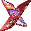 TORRAS Magnetic Slim Fit for iPhone 16 Pro Case 6.3 inch, Ultra-Thin 16 Pro Case Compatible with MagSafe, Lightweight Matte Anti-Scratch Hard PC Cover Phone Case for iPhone 16 Pro OriginFit, Red